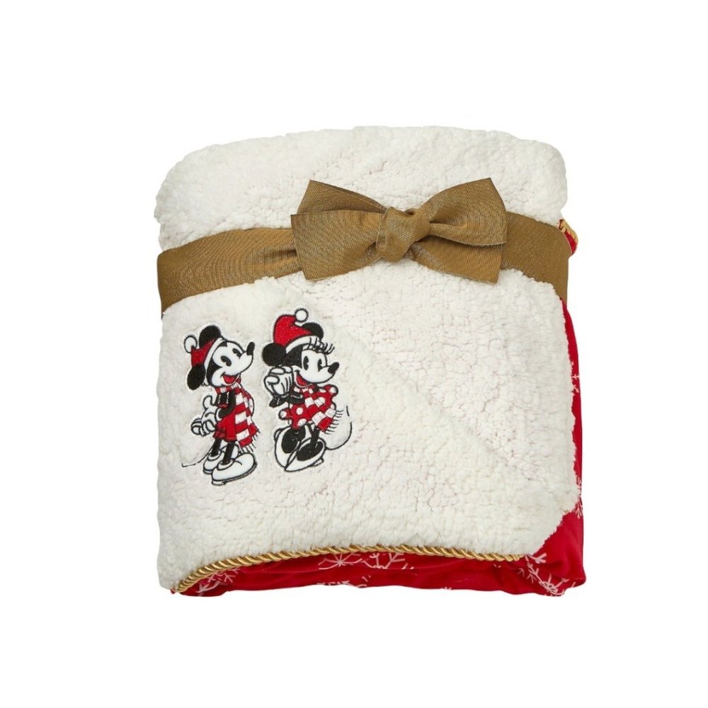 Disney Store Mickey and Minnie Mouse Holiday Throw Blanket